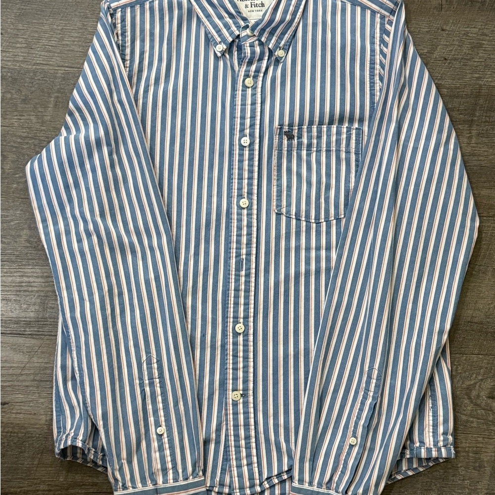 Abercrombie & Fitch Blue and White Striped Shirt